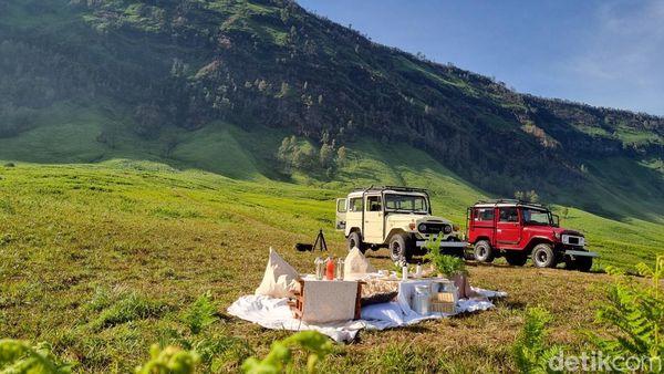 Pecah... Begini Sensasi Piknik Estetik di Karpet Hijau Bromo