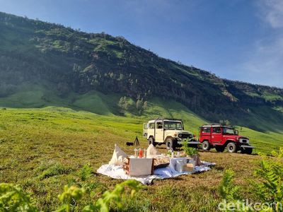 Pecah... Begini Sensasi Piknik Estetik di Karpet Hijau Bromo