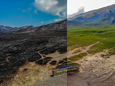 Before After Gunung Bromo, Terbakar-Menghijau
