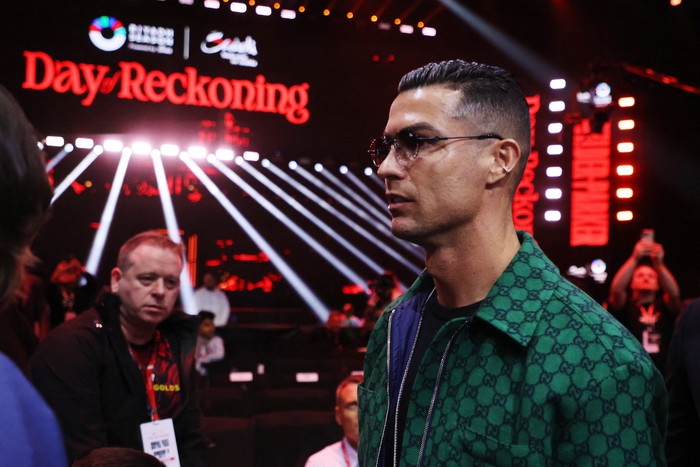 Boxing - Anthony Joshua v Otto Wallin - Kingdom Arena, Riyadh, Saudi Arabia - December 23, 2023 Cristiano Ronaldo is seen before the fight REUTERS/Ahmed Yosri