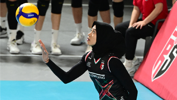 Opposite hitter Red Sparks Megawati Hangestri Pertiwi saat melawan Hillstate.