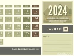 Kalender Januari 2024 Lengkap Tanggal Merah, Weton, Hijriah, Download yuk!