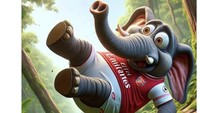 Gajah Arsenal yang sebelumnya sendirian di pucuk pohon kini terjatuh setelah digetok West Ham. Duh! (Foto: Twitter)
