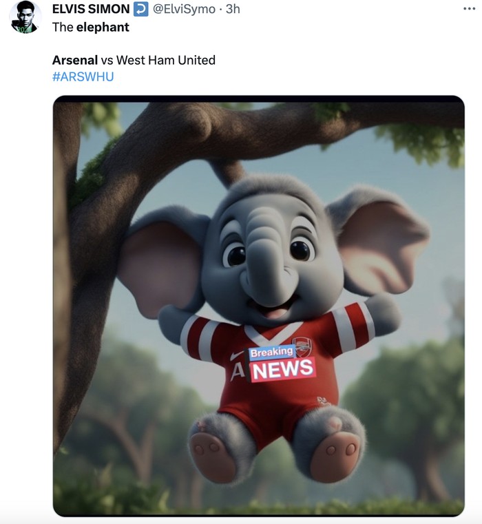 Meme Gajah Arsenal Meme gajah Arsenal jatuh dari puncak pohon usai kekalahan melawan West Ham United.