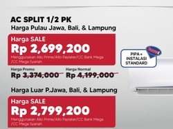 AC Split 1/2 PK Hemat Sampai 1 Juta di Transmart Full Day Sale!