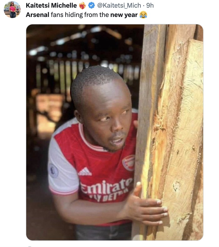 Meme Arsenal kalah di malam Tahun Baru 2024.