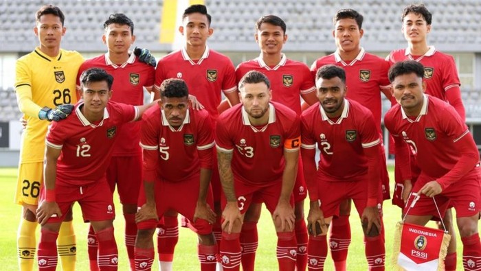 Skuad Timnas Indonesia melawan Libya pada laga ujicoba pertama di Turki.