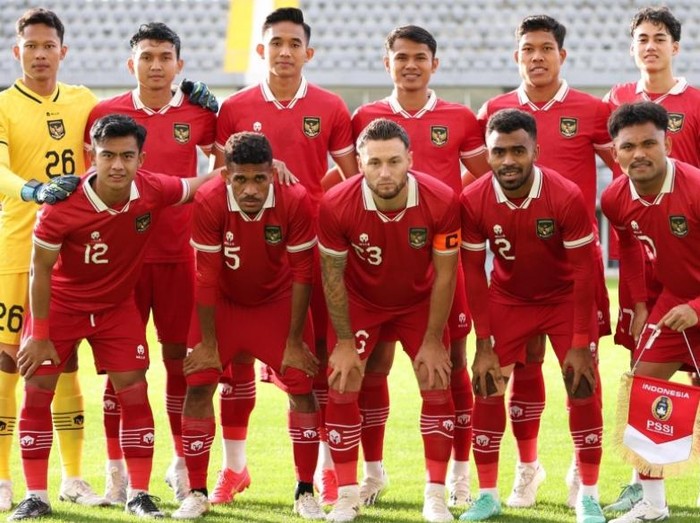 Skuad Timnas Indonesia melawan Libya pada laga ujicoba pertama di Turki.