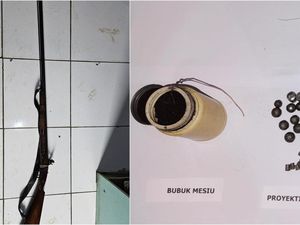 Ringkus 2 Pencuri Sawit Warga, Polisi Sita Sepucuk Senpira Laras Panjang-Amunisi