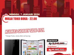 Beli Kulkas Side By Side di Transmart Full Day Sale Hemat Rp 3,4 Jutaan