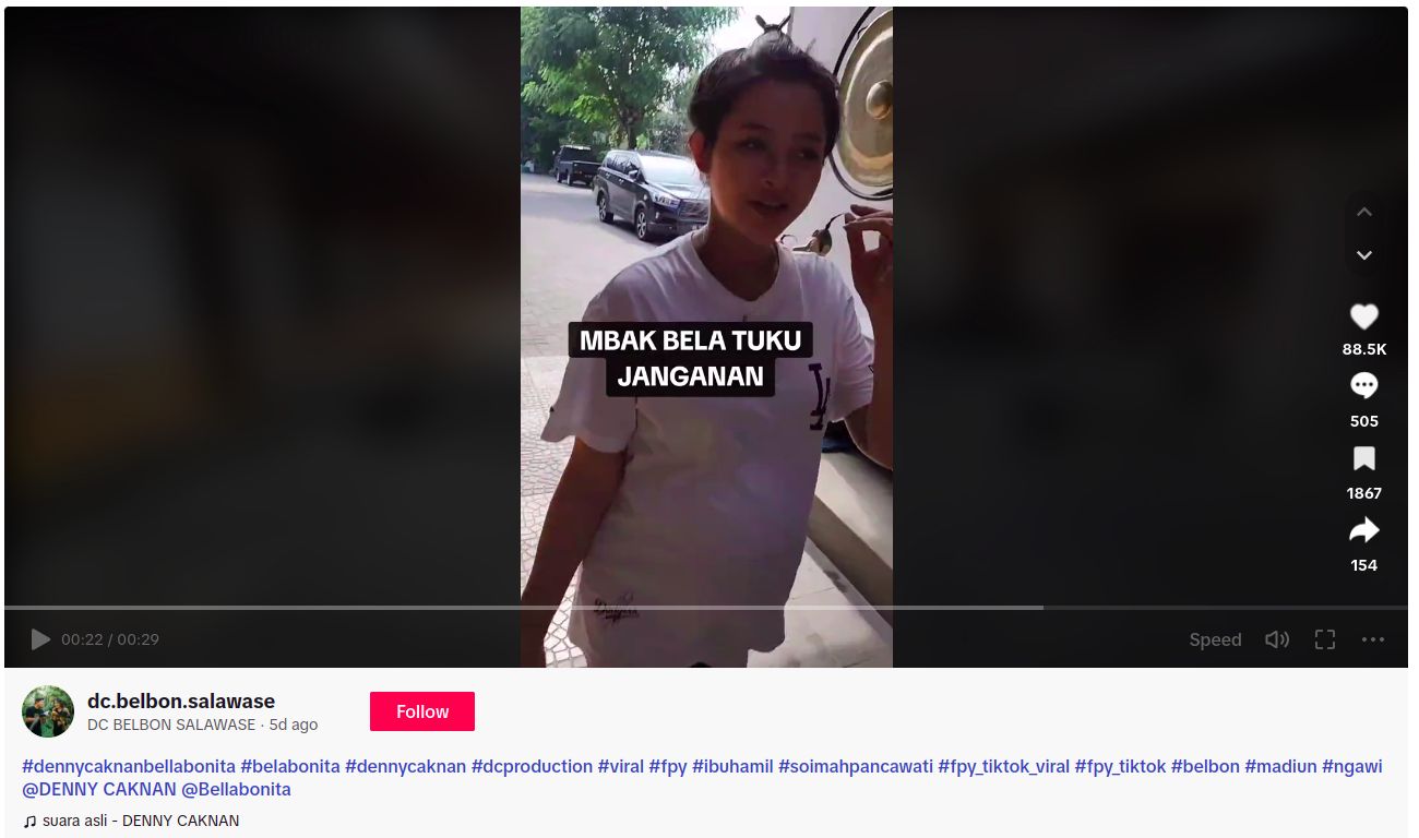 Unggahan Denny Caknan yang Diunggah Ulang di TikTok