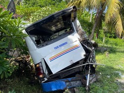Truk Tabrak Bus di Jalan Nasional Denpasar-Gilimanuk, Sopir Luka-luka