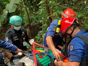Pria di Depok Jatuh ke Jurang Saat Tebang Pohon, Damkar Evakuasi Pria di Depok Jatuh ke Jurang Saat Tebang Pohon, Damkar Evakuasi