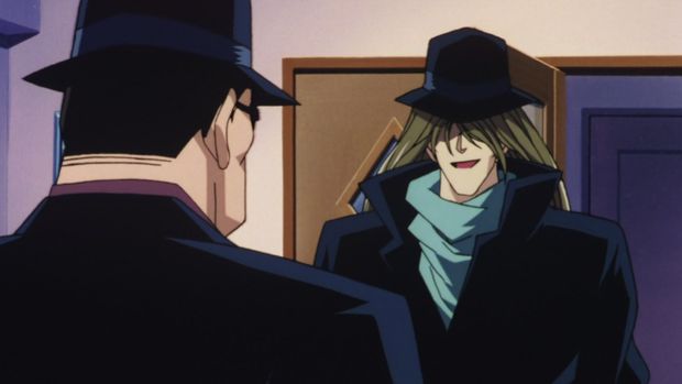 Detective Conan: Countdown to Heaven (2001) mengisahkan seorang anggota dewan bernama Iwamatsu Oki ditemukan tewas dengan cangkir sake pecah di sebelah tubuhnya.