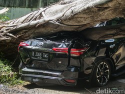 Fortuner Tertimpa Pohon di Depan Rumah Prabowo, Bagian Belakang Ringsek
