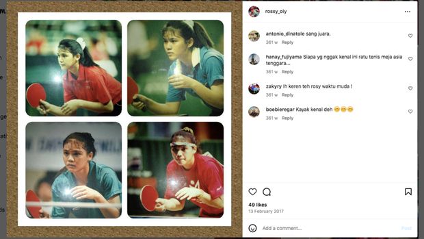 Legenda tenis meja Indonesia Rossy Pratiwi Dipoyanti. (Tangkapan Layar Instagram @rossy_oly)