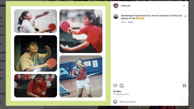 Legenda tenis meja Indonesia Rossy Pratiwi Dipoyanti. (Tangkapan Layar Instagram @rossy_oly)