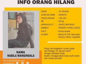 Nabila Warga Sleman 4 Hari Hilang, Terakhir Pakai Kaus Putih-Celana Pendek Nabila Warga Sleman 4 Hari Hilang, Terakhir Pakai Kaus Putih-Celana Pendek
