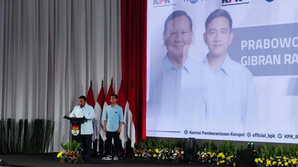Prabowo dan Gibran di acara KPK (Wilda/detikcom)