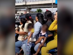 Heboh Emak-emak Nekat Bonceng 7 Naik Motor, Ini Alasannya