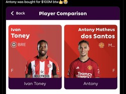 Komparasi statistik ini, misalnya. Jumlah gol Toney di Premier League 2023/2024 sudah lebih banyak ketimbang Antony! Foto: dok. Internet/X (Twitter)