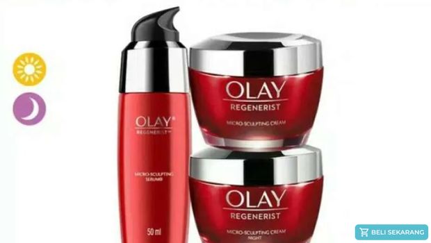 Olay Regenerist Micro Sculpting Set Niacinamide Skincare Antiaging Serum, Day and Night Cream