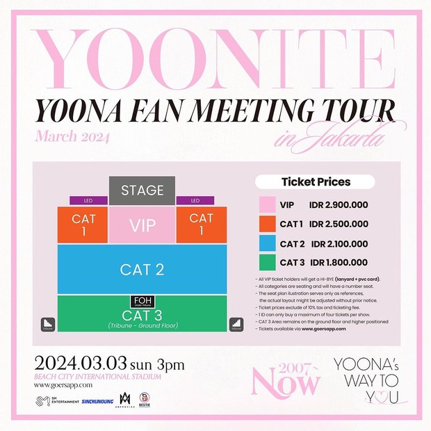 Potret seatplan dan pricelist fanmeeting YoonA 'Yoonite'