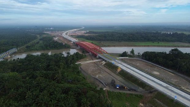 Foto udara jalan Tol Binjai – Langsa Seksi Kuala Bingai – Tanjung Pura. (Dok: PUPR)