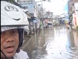 Jalan Kemang Utara Arah Pasar Mampang Prapatan Banjir, Lalin Dialihkan