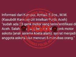 Beredar Pesan Berantai 23 Geng Motor Teridentifikasi di Aceh, Polisi: Hoaks!
