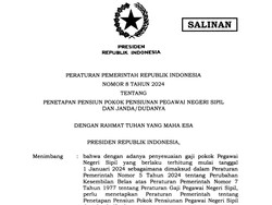 PP No 8 Tahun 2024 tentang Gaji Pensiunan PNS: Isi dan Link Unduh