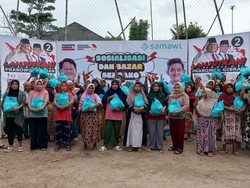 Gelar Bazar Sembako Murah, Relawan Samawi Kampanye Prabowo-Gibran di Serang