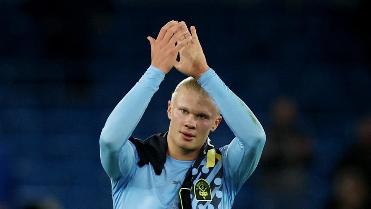 Pep Guardiol bantah Erling Haaland mau pindah ke Real Madrid (REUTERS/PHIL NOBLE)