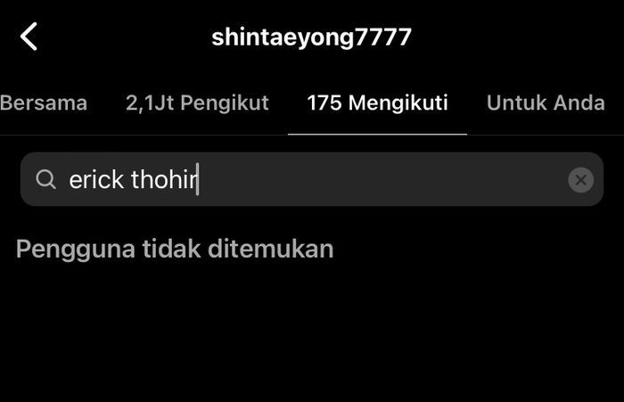 Shin Tae-yong Unfollow Erick Thohir di Instagram