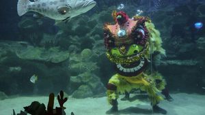 Aksi Barongsai Bawah Air Sambut Imlek di Malaysia