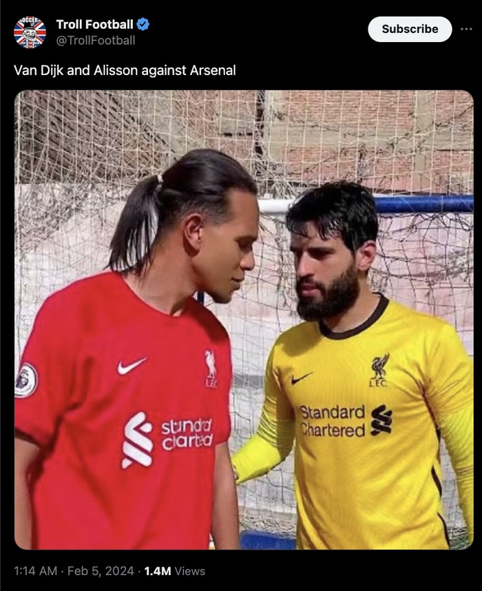Alisson Becker vs Arsenal Meme Alisson Becker vs Arsenal