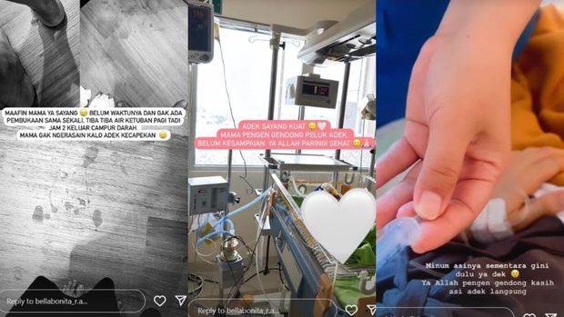 Unggahan Insta stories Bella Bonita soal kelahiran anak pertama