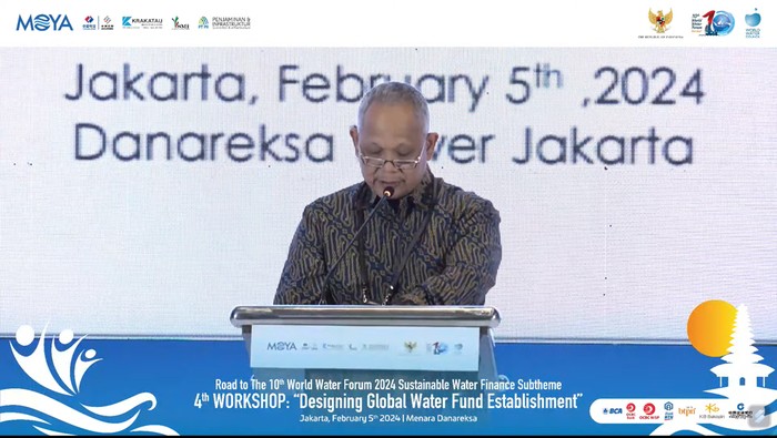 Direktur Jenderal Pembiayaan Infrastruktur Pekerjaan Umum dan Perumahan Rakyat (PUPR) Herry Trisaputra dalam Workshop World Water Fund.