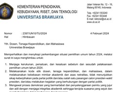 Rektor UB Keluarkan Imbauan Jaga Netralitas Jelang Pemilu