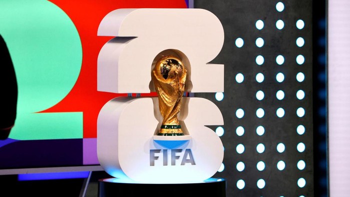 MIAMI, FLORIDA - FEBRUARY 4: FIFA World cup winners Trophy at FIFA World Cup 2026 Match Schedule announcement on February 4, 2024 in Miami, Florida.  (Photo by Eva Marie Uzcategui - FIFA/FIFA via Getty Images)