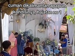 Viral Pernikahan di Tengah Banjir Tamu Tetap Santuy Santap Hidangan