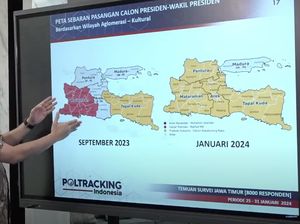 Peta Sebaran Pendukung Capres-Cawapres di Jatim Versi Poltracking