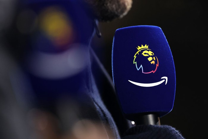 Premier League LONDON, ENGLAND - DECEMBER 06: A detailed view of an Amazon Prime Sport branded broadcast microphone, seen prior to the Premier League match between Crystal Palace and AFC Bournemouth at Selhurst Park on December 06, 2023 in London, England. (Photo by Alex Pantling/Getty Images)