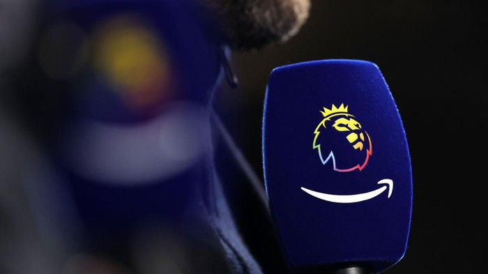 LONDON, ENGLAND - DECEMBER 06: A detailed view of an Amazon Prime Sport branded broadcast microphone, seen prior to the Premier League match between Crystal Palace and AFC Bournemouth at Selhurst Park on December 06, 2023 in London, England. (Photo by Alex Pantling/Getty Images)