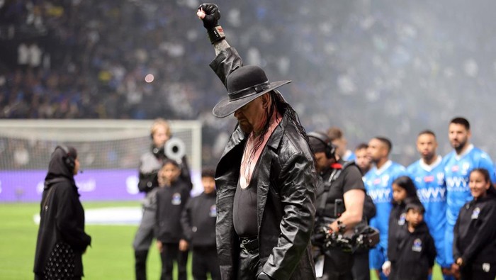 Soccer Football - Friendly - Al Nassr v Al Hilal - Kingdom Arena, Riyadh, Saudi Arabia - February 8, 2024 Wrestler The Undertaker before the match REUTERS/Ahmed Yosri