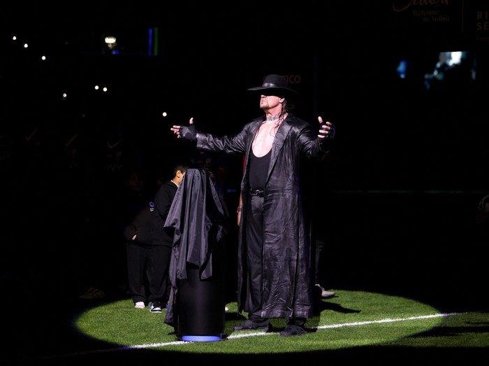 Soccer Football - Friendly - Al Nassr v Al Hilal - Kingdom Arena, Riyadh, Saudi Arabia - February 8, 2024 Wrestler The Undertaker before the match REUTERS/Ahmed Yosri