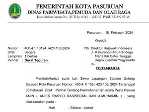 Pemkot Pasuruan Layangkan Surat Teguran Kerusakan Stadion Usai Kampanye AMIN