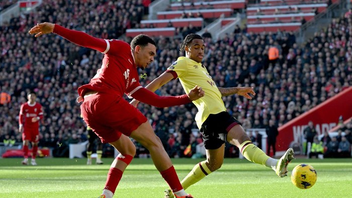 LIVERPOOL, ENGLAND - FEBRUARY 10: (THE SUN OUT, THE SUN ON SUNDAY OUT) Trent Alexander-Arnold of Liverpool during the Premier League match between Liverpool FC and Burnley FC at Anfield on February 10, 2024 in Liverpool, England. (Photo by John Powell/Liverpool FC via Getty Images)