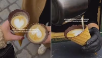 Unik! Racikan Cafe Latte dalam Cone Es Krim Ini Viral