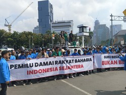 Aliansi Mahasiswa Demo di Patung Kuda Jakpus, Suarakan Pemilu Damai